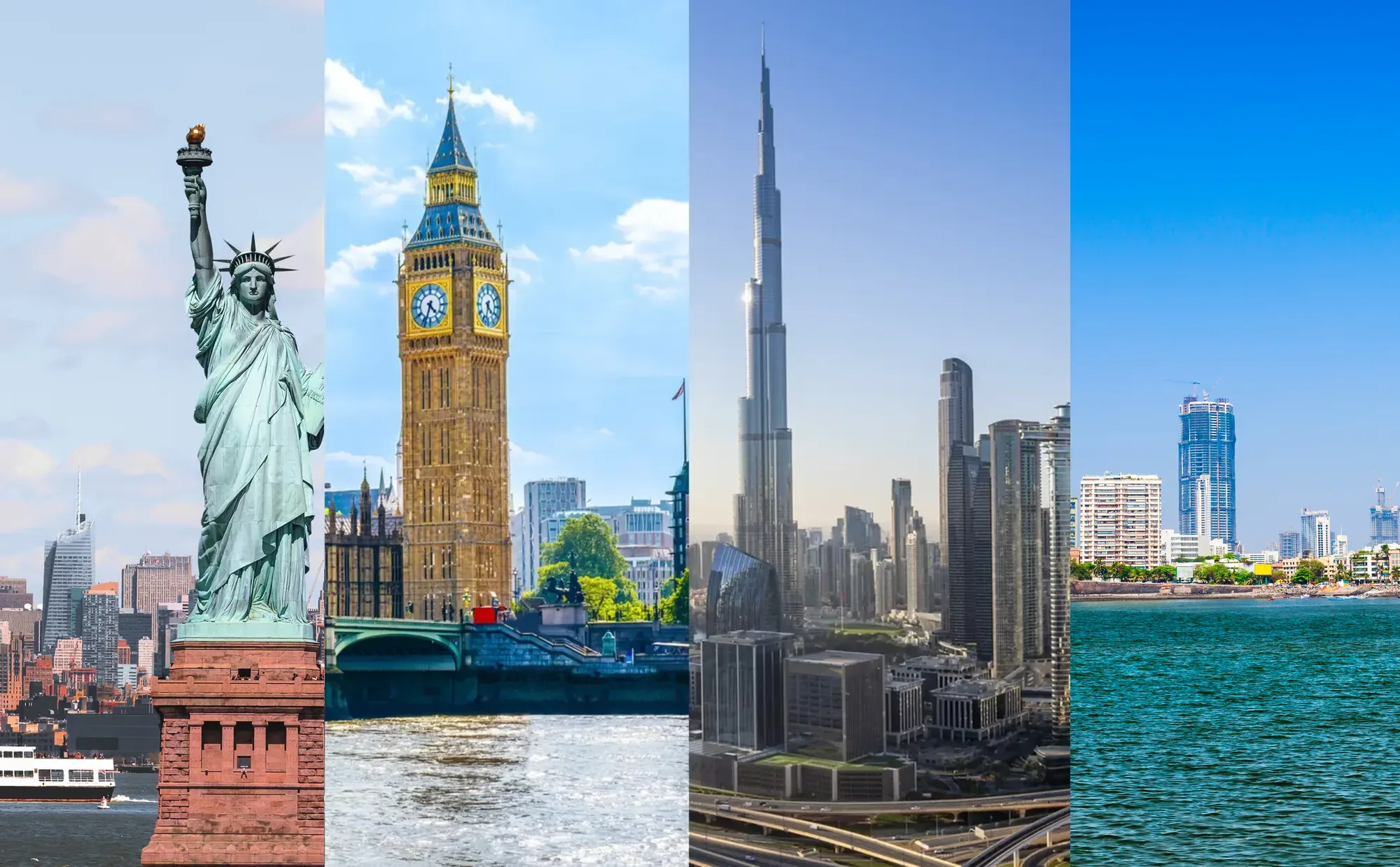 Landmarks of the USA, UK, UAE and India